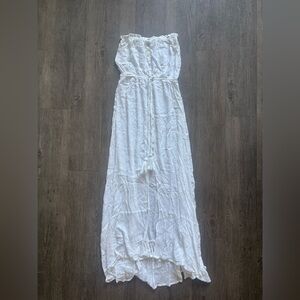 Elan White Strapless High-Low Sundress